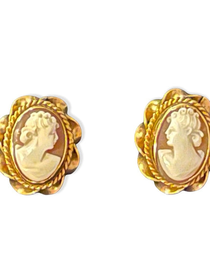 Vintage 12k Gold filled Screw back shell Cameo earrings