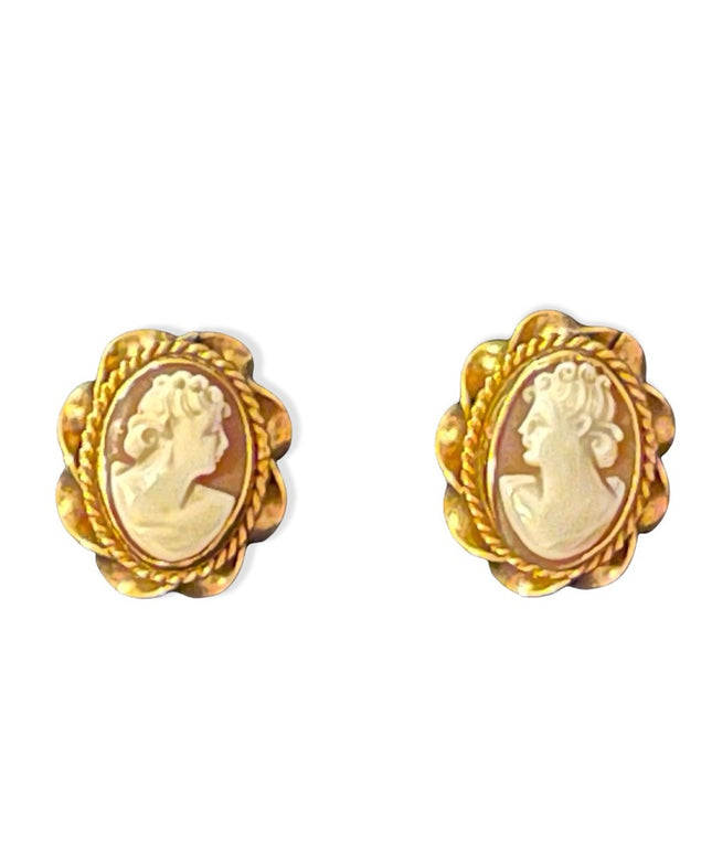 Vintage 12k Gold filled Screw back shell Cameo earrings