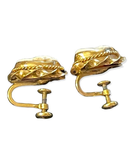 Vintage 12k Gold filled Screw back shell Cameo earrings