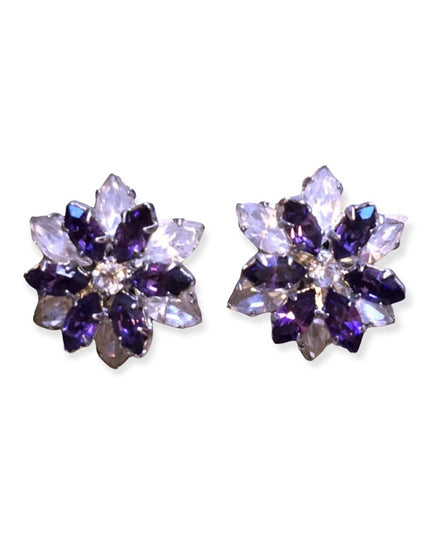 VTG 1950s Austria Crystal purple clear clip ons Fancy party earrings