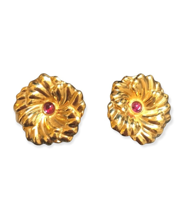 Vintage Chunky Gold Swarovski (swan) earrings