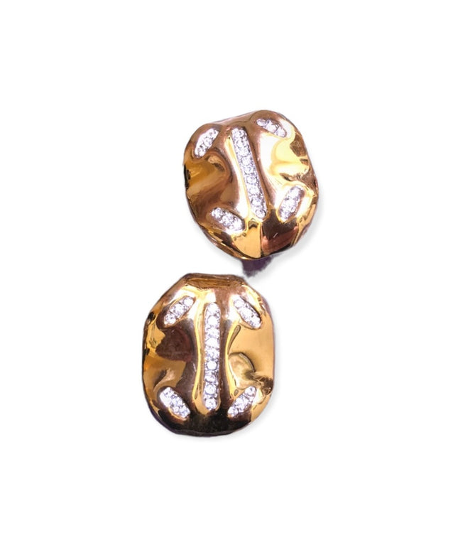 Vintage 1980s Nina Ricci gold rhinestone clip ons
