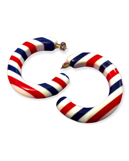 Vintage Red white blue nautical plastic earrings