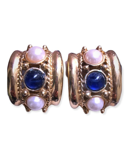 Joan Rivers clip on earrings faux pearl gold tone