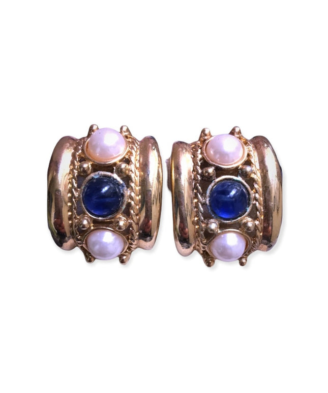 Joan Rivers clip on earrings faux pearl gold tone