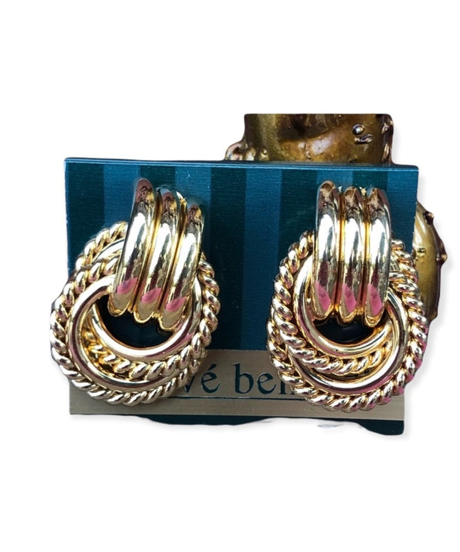 Vintage NEW Harve Benard Gold 1980s earrings