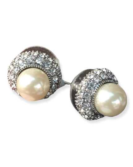 Faux pearl & crystal rhinestone earrings