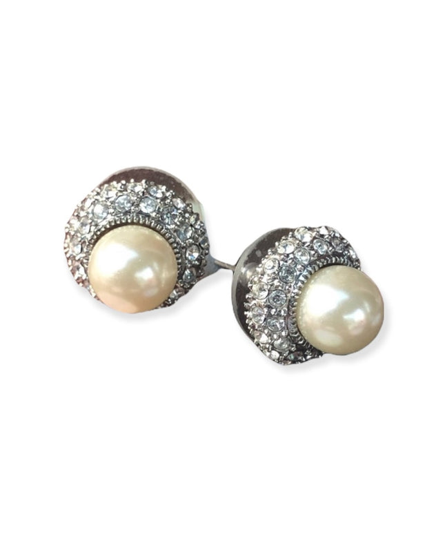Faux pearl & crystal rhinestone earrings