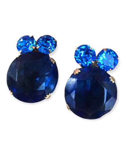 Vintage sapphire Blue  crystal juliana? clip on earrings