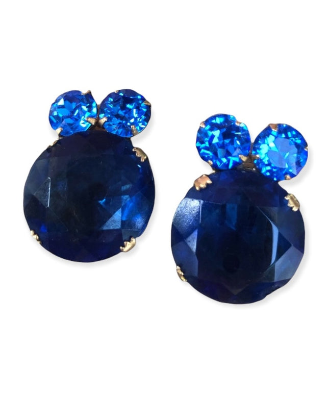 Vintage sapphire Blue  crystal juliana? clip on earrings