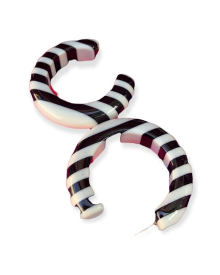 Vintage 1960s Black and white stripe hoop earrings