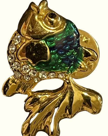 Beautiful Gold tone enamel small fish brooch
