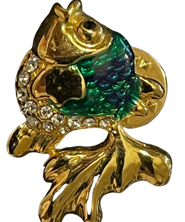 Beautiful Gold tone enamel small fish brooch