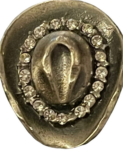 Small Vintage pewter rhinestone cowboy hat pin