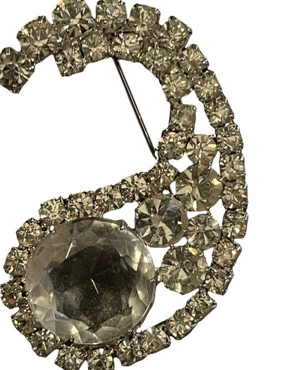 Vintage Crystal silver tone brooch