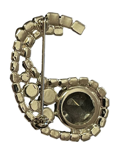 Vintage Crystal silver tone brooch