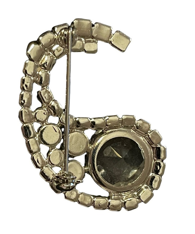Vintage Crystal silver tone brooch