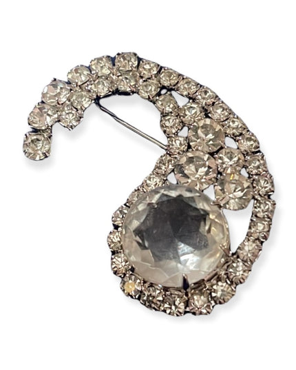 Vintage Crystal silver tone brooch