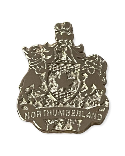 Vintage sterling silver NORTHCUMBERLAND coat of arms brooch tie lapel pin