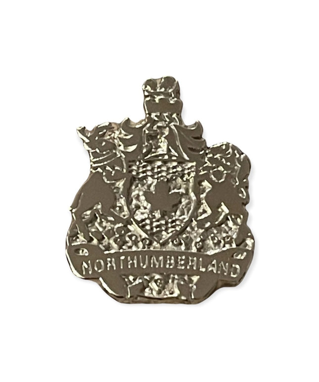 Vintage sterling silver NORTHCUMBERLAND coat of arms brooch tie lapel pin