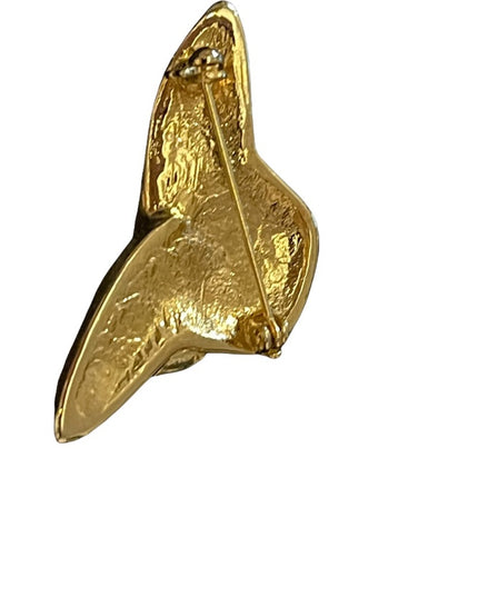 Beautiful red hat gold tone brooch small
