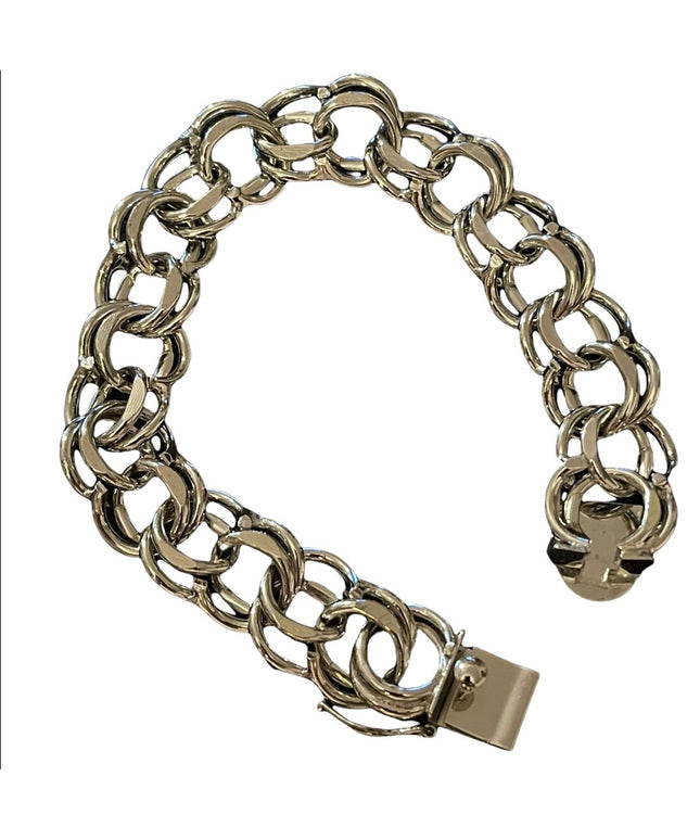 Vintage Chunky sterling silver bracelet 925 Charm