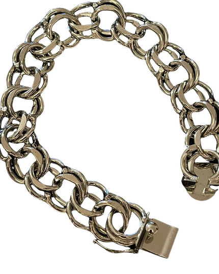 Vintage Chunky sterling silver bracelet 925 Charm