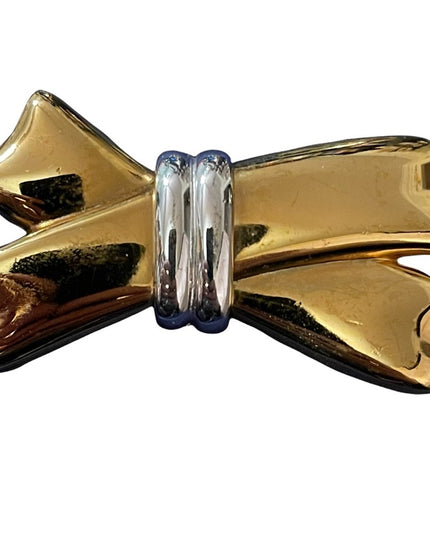 Vintage gold and silver bow brooch