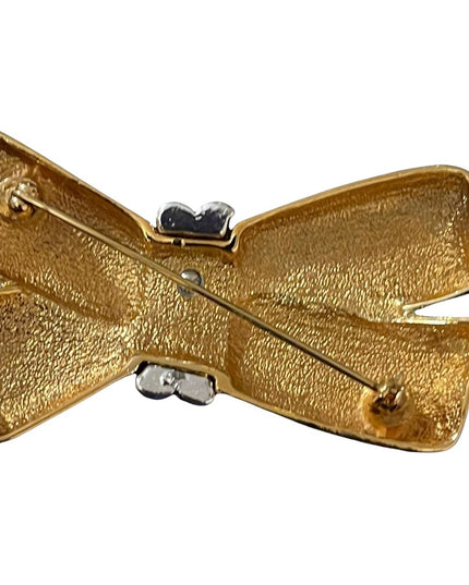 Vintage gold and silver bow brooch
