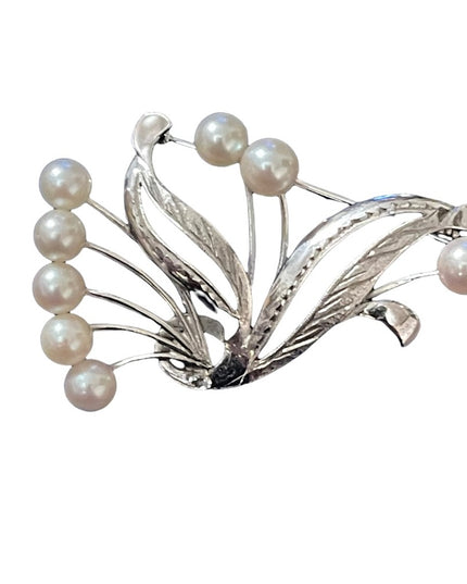 Vintage Sterling silver with pearl fancy brooch