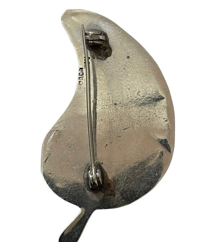 Vintage silver alpaca Mexico Abalone leaf brooch