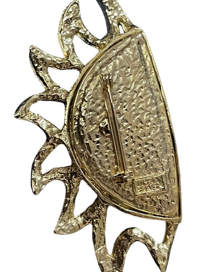 Vintage Ultra Craft Half sun gold brooch fancy astrology