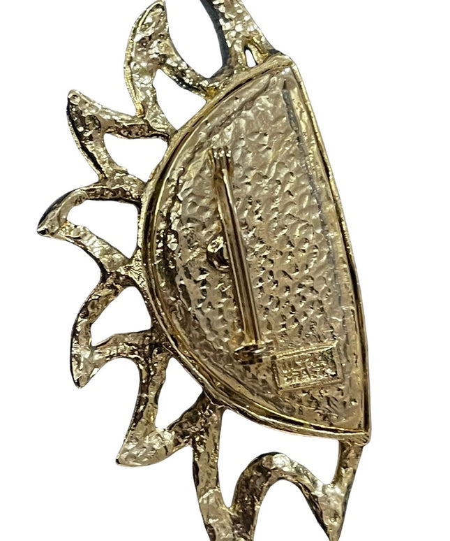 Vintage Ultra Craft Half sun gold brooch fancy astrology