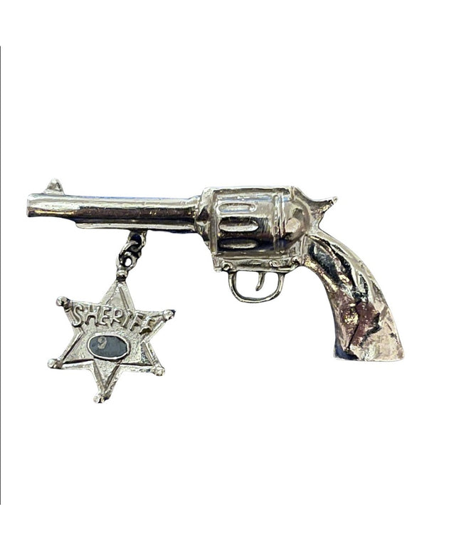 Vintage gun sheriff brooch hat pin