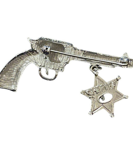 Vintage gun sheriff brooch hat pin