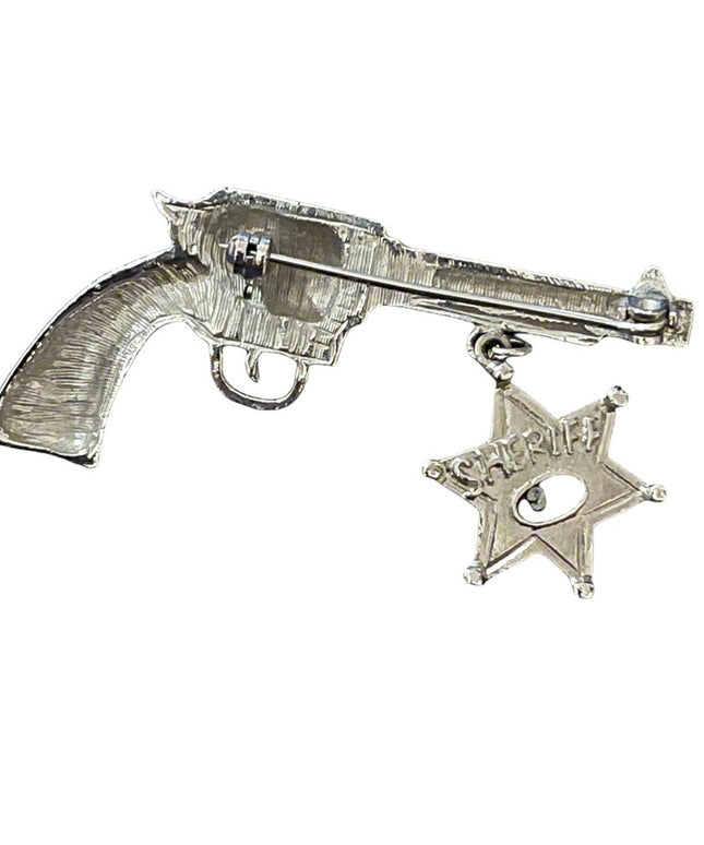 Vintage gun sheriff brooch hat pin
