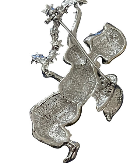 Gold and silver brushed rhinestone crystal Angel brooch