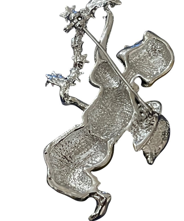 Gold and silver brushed rhinestone crystal Angel brooch