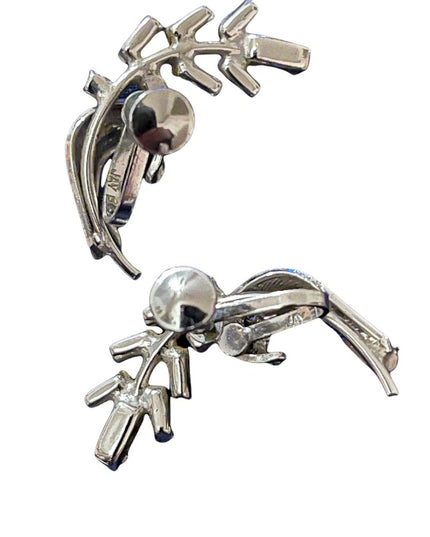 Vintage silver & crystal rhinestone screw back earrings