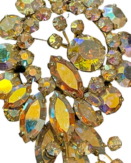 Vintage 1960s Crystal AB High Quality unmarked Sherman Brooch