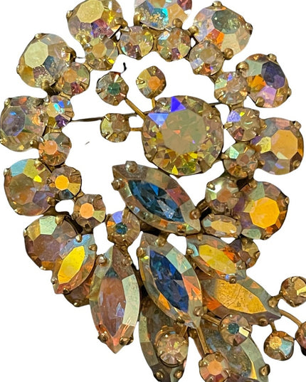 Vintage 1960s Crystal AB High Quality unmarked Sherman Brooch