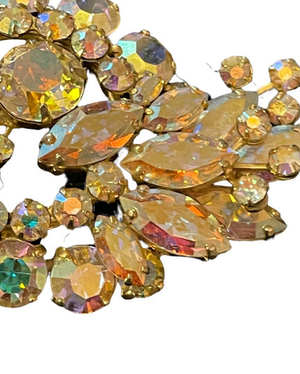 Vintage 1960s Crystal AB High Quality unmarked Sherman Brooch