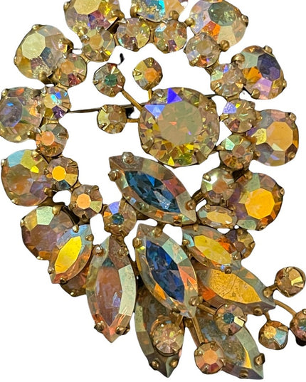 Vintage 1960s Crystal AB High Quality unmarked Sherman Brooch