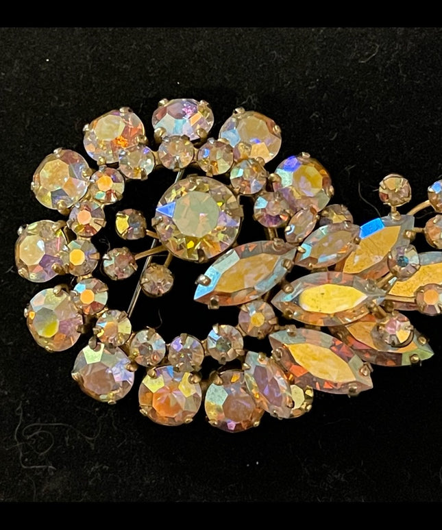 Vintage 1960s Crystal AB High Quality unmarked Sherman Brooch