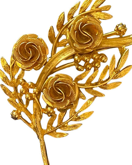 Vintage Brushed gold  flower brooch