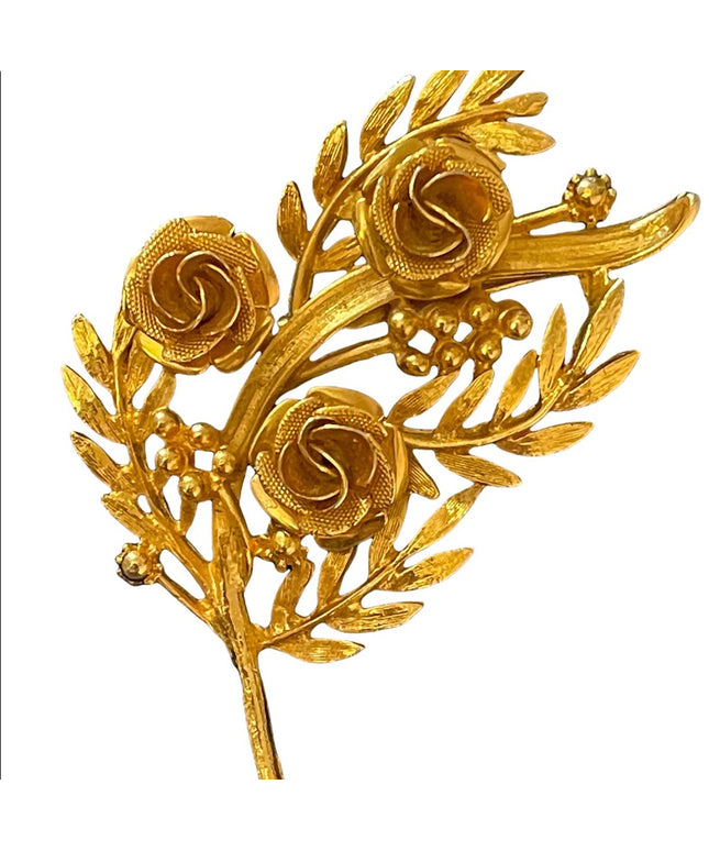 Vintage Brushed gold  flower brooch