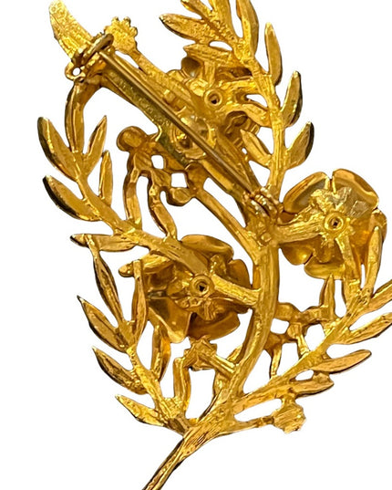 Vintage Brushed gold  flower brooch