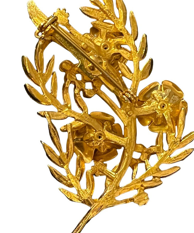 Vintage Brushed gold  flower brooch
