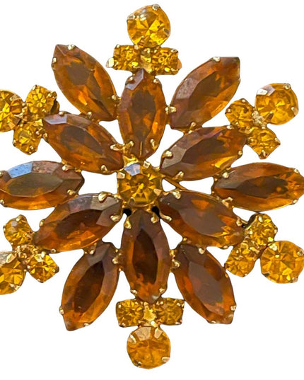 Vintage quality Amber Crystal D&E Juliana Brooch