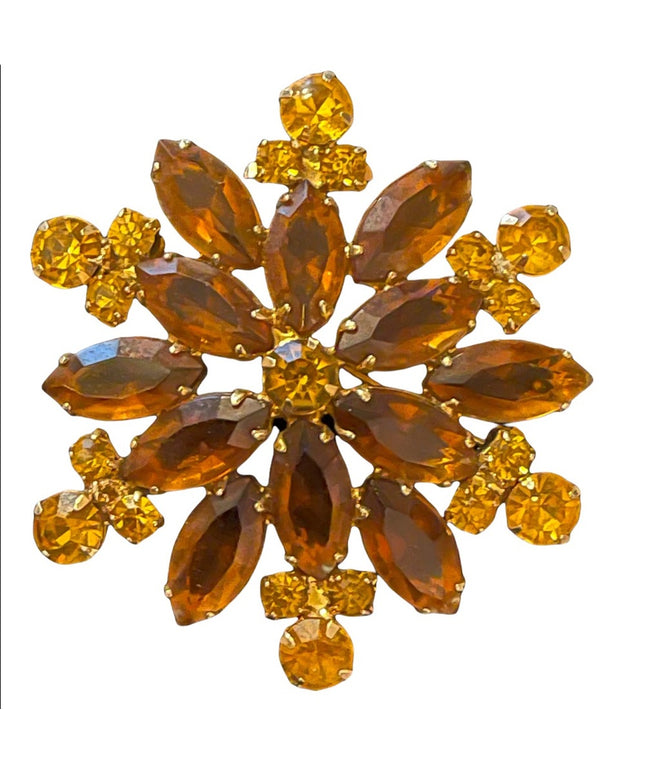 Vintage quality Amber Crystal D&E Juliana Brooch